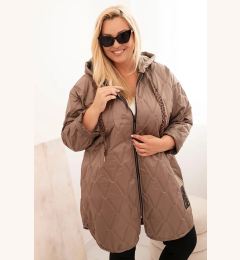 Снимка на Kesi Włoski Women's Plus Size quilted jacket with a hood and the inscription HOPE fango