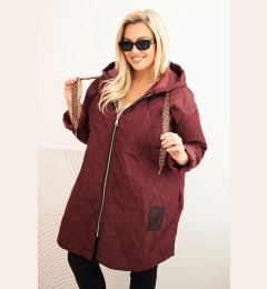 Снимка на Kesi Włoski Women's Plus Size quilted jacket with a hood and the word HOPE plum