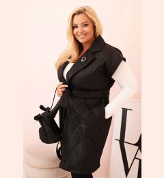Снимка на Kesi Włoski Women's Plus Size quilted vest with belt and collar black