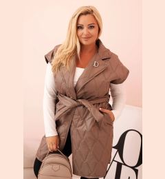 Снимка на Kesi Włoski Women's Plus Size quilted vest with belt and collar fango