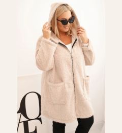 Снимка на Kesi Włoski Women's Plus Size viscose coat with zipper and hood beige