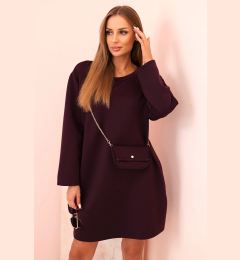 Снимка на Kesi Włoski Women's plus size viscose dress with a chain bag plum