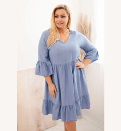 Снимка на Kesi Włoski Women's Plus Size viscose dress with openwork decoration denim