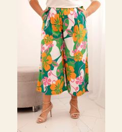 Снимка на Kesi Włoski Women's Plus Size viscose trousers with floral pattern orange
