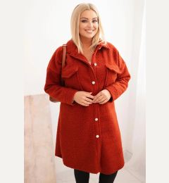 Снимка на Kesi Włoski Women's Plus Size wool coat buttoned with pockets and collar orange