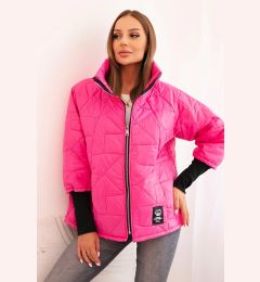 Снимка на Kesi Włoski Women's quilted jacket with a short cut and collar pink