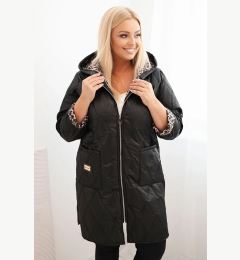 Снимка на Kesi Włoski Women's quilted Plus Size jacket with leopard print lining and hood black
