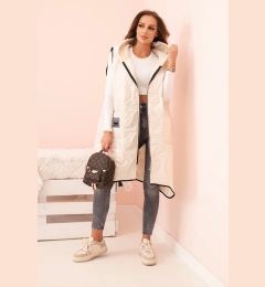 Снимка на Kesi Włoski Women's quilted Plus Size vest with a hood, zip-up, light beige