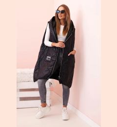 Снимка на Kesi Włoski Women's quilted Plus Size vest with a hood zippered black