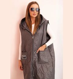 Снимка на Kesi Włoski Women's quilted Plus Size vest with a hood zippered graphite