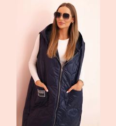 Снимка на Kesi Włoski Women's quilted Plus Size vest with a hood zippered navy