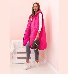 Снимка на Kesi Włoski Women's quilted Plus Size vest with a hood zippered pink