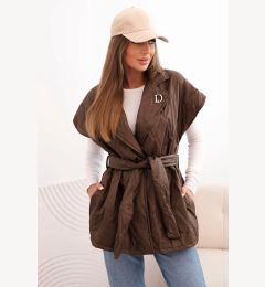 Снимка на Kesi Włoski Women's quilted vest with a belt and wide collar brown