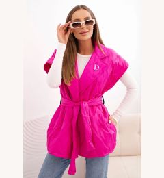 Снимка на Kesi Włoski Women's quilted vest with a belt and wide collar pink