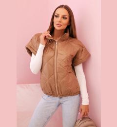 Снимка на Kesi Włoski Women's quilted vest with short sleeves and a collar camel