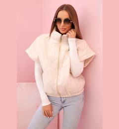 Снимка на Kesi Włoski Women's quilted vest with short sleeves and a stand-up collar light beige