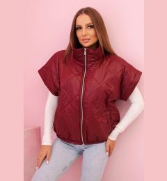 Снимка на Kesi Włoski Women's quilted vest with short sleeves and a stand-up collar red
