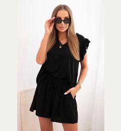 Снимка на Kesi Włoski Women's set made of viscose, blouse with ruffles and short shorts black