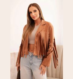 Снимка на Kesi Włoski Women's suede fringe jacket dark camel