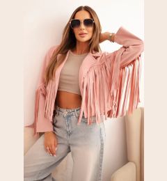 Снимка на Kesi Włoski Women's suede fringed jacket dark powder pink