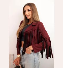 Снимка на Kesi Włoski Women's suede jacket with fringes burgundy