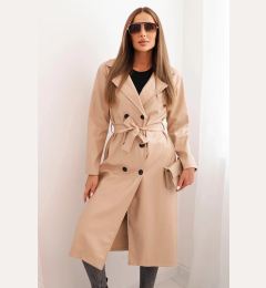 Снимка на Kesi Włoski Women's trench coat made of eco-leather with a belt and collar beige