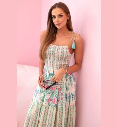Снимка на Kesi Włoski Women's viscose maxi dress with straps with elastic band and frill mint