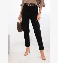 Снимка на Kesi Włoski Women's viscose pants with a belt and tapered leg black