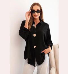 Снимка на Kesi Włoski Women's viscose shirt with decorative buttons and collar black