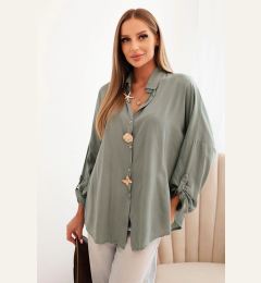 Снимка на Kesi Włoski Women's viscose shirt with decorative buttons and collar khaki