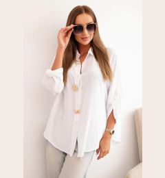 Снимка на Kesi Włoski Women's viscose shirt with decorative buttons and collar white