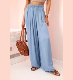 Снимка на Kesi Włoski Women's viscose trousers wide with elastic waistband denim