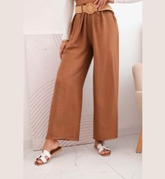 Снимка на Kesi Włoski Women's viscose trousers with a decorative belt camel