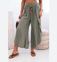 Снимка на Kesi Włoski Women's viscose trousers with leg slit khaki