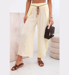 Снимка на Kesi Włoski Women's viscose trousers with leg slit yellow