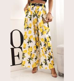 Снимка на Kesi Włoski Women's viscose trousers with lemon pattern white