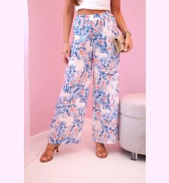 Снимка на Kesi Włoski Women's wide-leg trousers with floral print blue