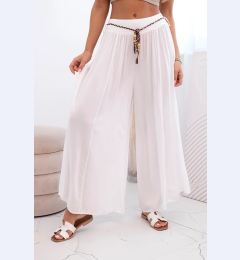 Снимка на Kesi Włoski Women's wide-leg viscose trousers white