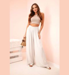 Снимка на Kesi Włoski Women's wide trousers with elastic waistband beige