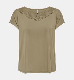 Снимка на Khaki T-shirt with lace ONLY FreeLife - Women's