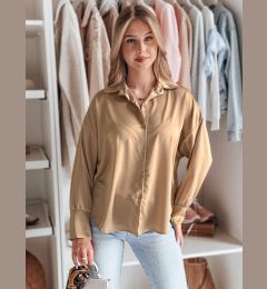 Снимка на Koszula damska one size oversize SATINIA beżowa Dstreet