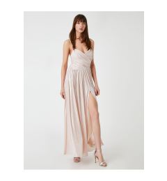 Снимка на Koton Long Evening Dress Draped Strap Shiny