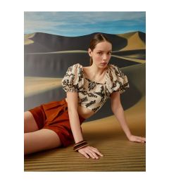 Снимка на Koton Patterned Balloon Sleeve Blouse