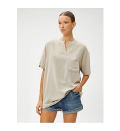 Снимка на Koton Short Sleeve Blouse With Pocket Grand Collar