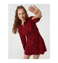 Снимка на Koton флорални риза рокля дълъг ръкав закопчана маншет яка