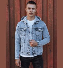 Снимка на Kurtka męska jeansowa z kapturem niebieska Dstreet