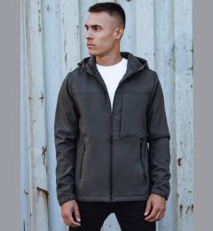 Снимка на Kurtka męska przejściowa softshell z kapturem ciemnoszara Dstreet