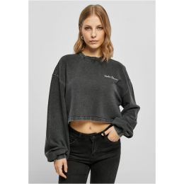 Снимка на Ladies Cropped Small Embroidery Terry Crewneck black