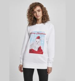 Снимка на Ladies Merry Christmas Cat Crewneck White