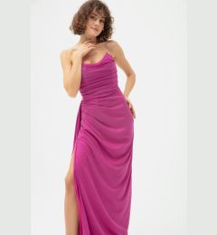 Снимка на Lafaba Women's Fuchsia Chest Draped Slit Glitter Evening Dress